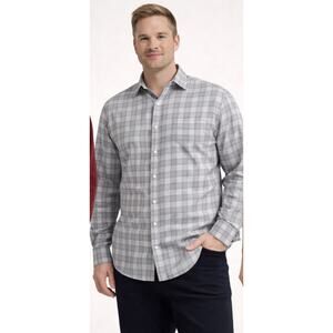 Daniel Cremieux Supima Cotton Shirt Men XL Gray Check Button Up Dress